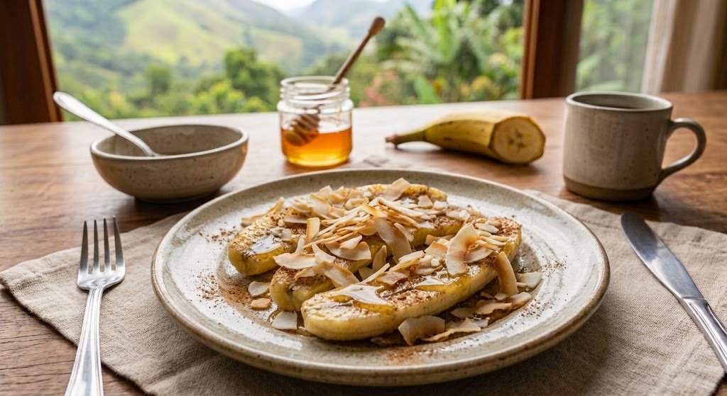 Banana com lascas de coco