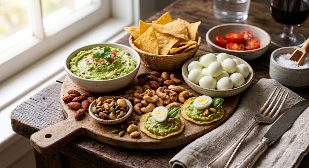 Petiscos com guacamole