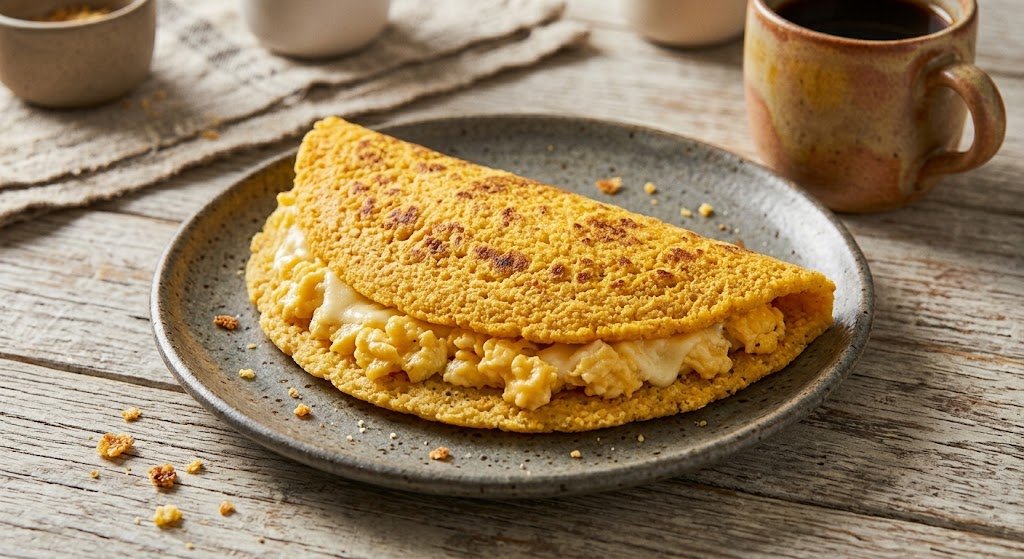 Tapioca de cuscuz com ovo